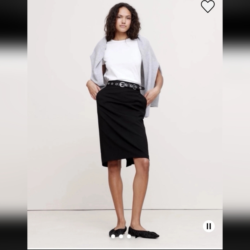NWT Banana Republic Black Siena Wool Pencil Skirt Size 14 Tall MSRP $140 #444323